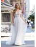 Beaded Ivory Lace Tulle Keyhole Back Romantic Wedding Dress